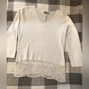Beautiful White Sweater/Top w/Rhinestones